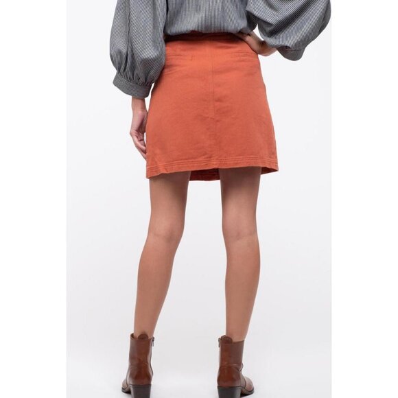 Coral Denim Button Up Mini Skirt - Picture 4 of 5